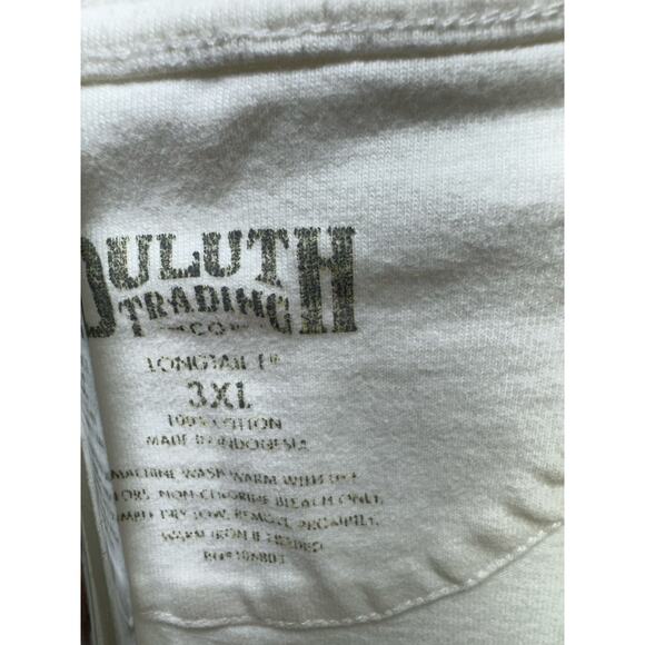 Duluth Trading Co Men’s Longtail Short Sleeve 3XL V Neck T Shirt White Cotton - Picture 4 of 6